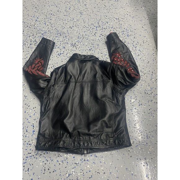 Harley Davidson Jacket Womens Large Black Leather Vintage An American Legend - Picture 7 of 7